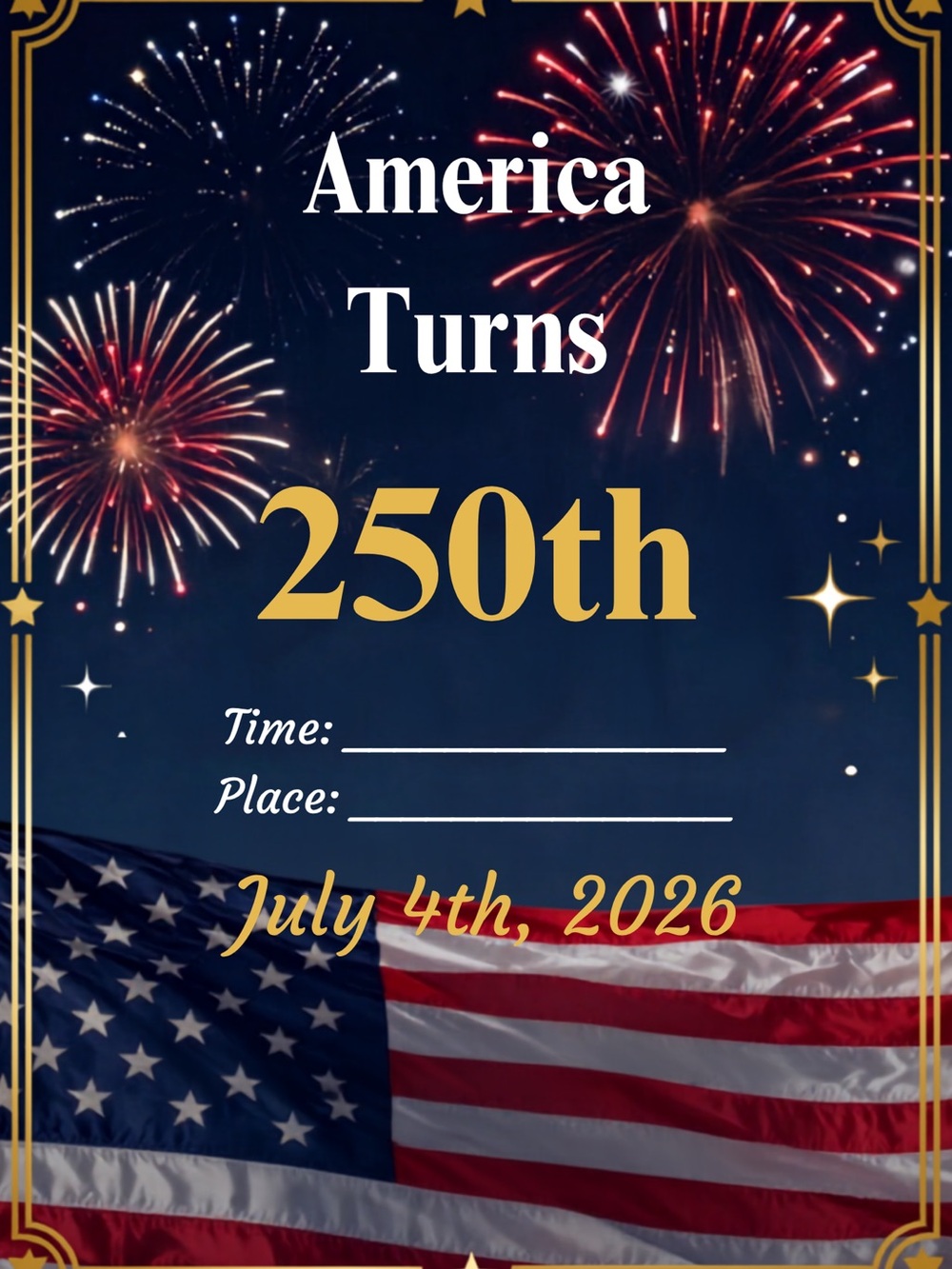 July 4th 250th Celebration Invitation Card - Flyer Digital